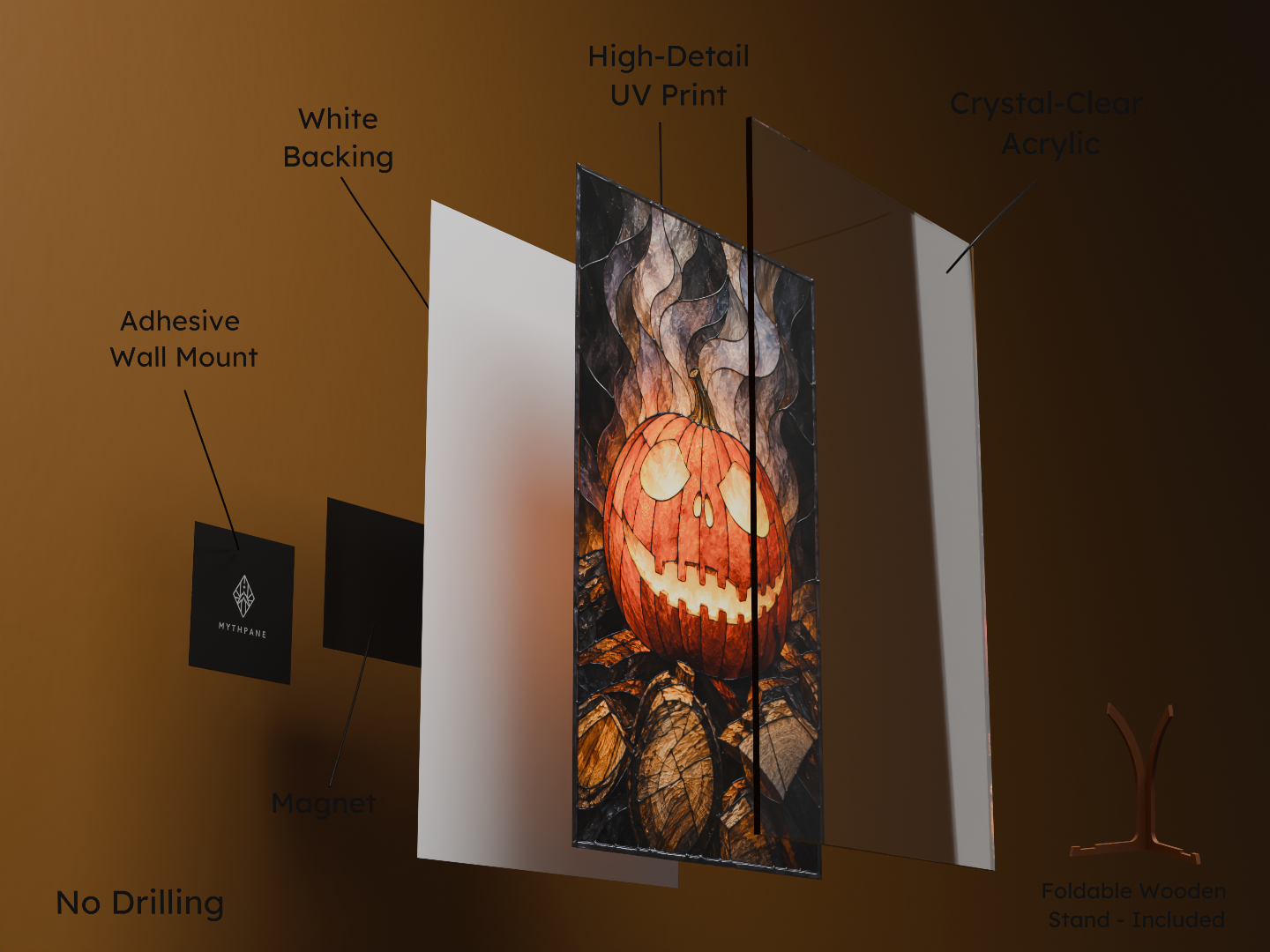 Smiling Jack - Jack O Lantern Halloween Magnetic Wall Art Panel - Image 3