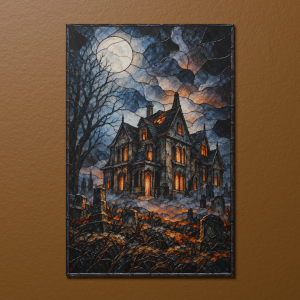 The Amber Window Halloween Stained Glass Style Panel