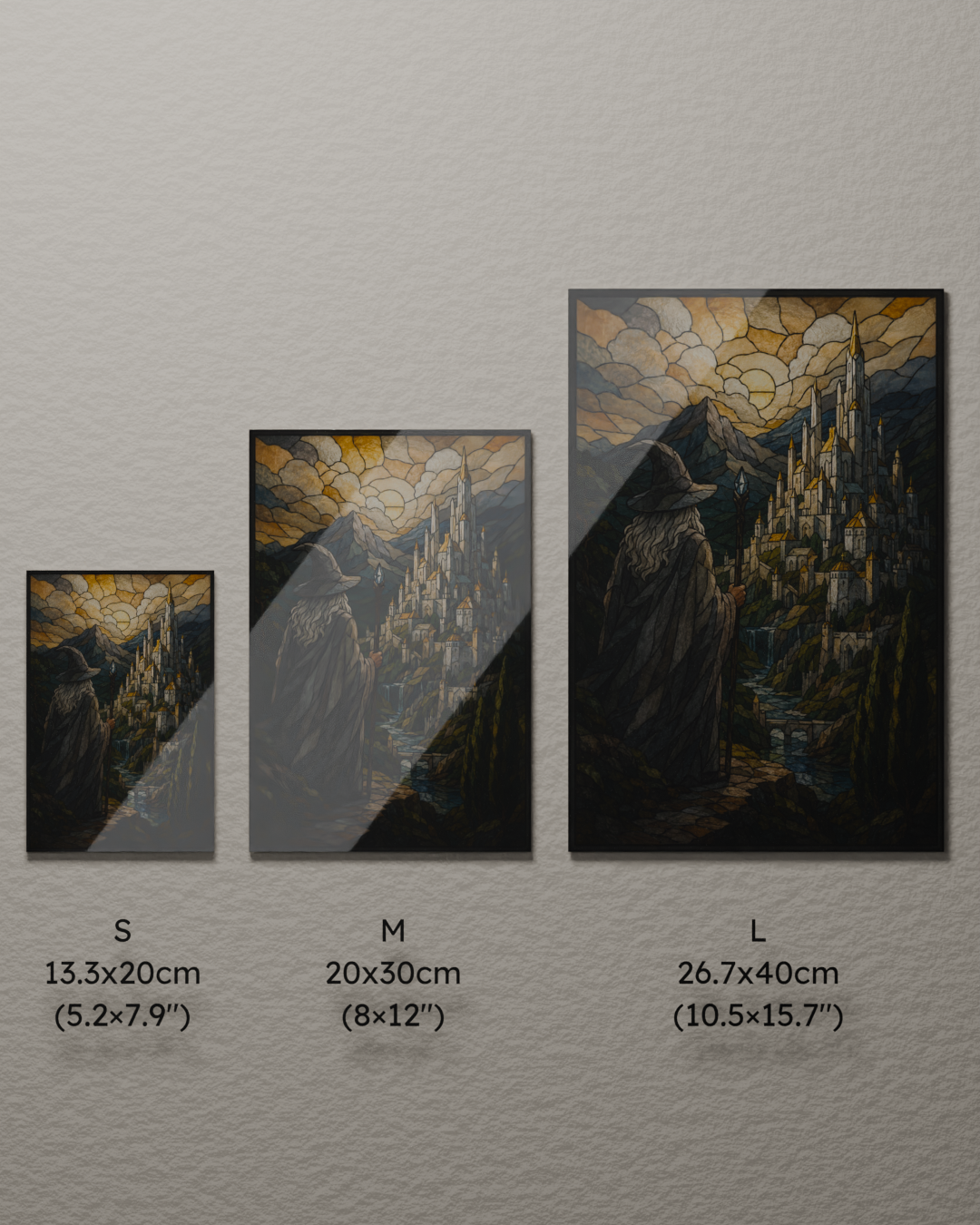 Grey Wizard - Stained Glass Wall Art Panel, Magnetic Mount - Image 3